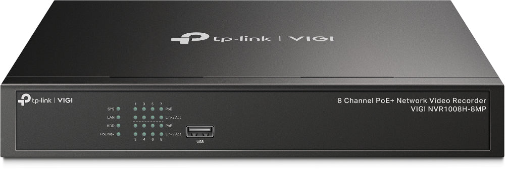 TP-Link VIGI NVR1008H-8MP Enregistreur vidéo sur réseau Noir