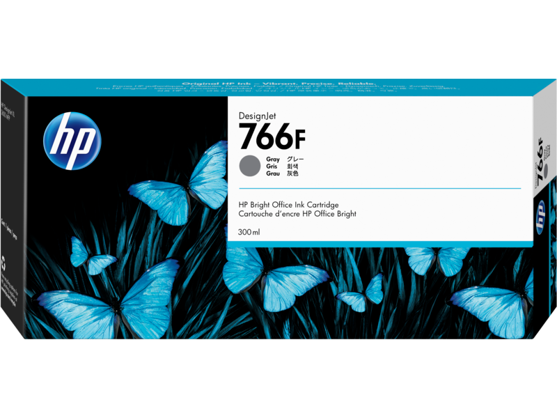 HP 766F DesignJet Ink Cartridge - Grey, 300ml