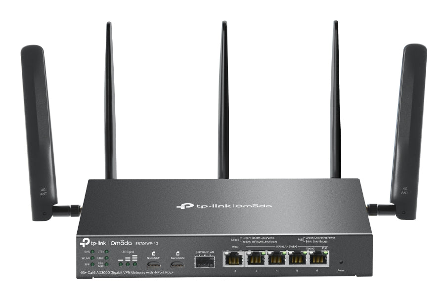 TP-Link Omada ER706WP-4G routeur sans fil Gigabit Ethernet Bi-bande (2,4 GHz / 5 GHz) Noir
