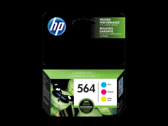 HP 564 pack de 3 cartouches d'encre cyan/magenta/jaune authentiques
