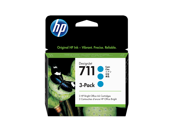 HP 711 pack de 3 cartouches d'encre DesignJet cyan, 29 ml