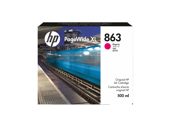 HP Cartouche d'encre PageWide XL 863, magenta, 500 ml