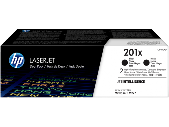 HP 201X LaserJet, lot de 2 cartouches de toner grande capacité authentiques, noir