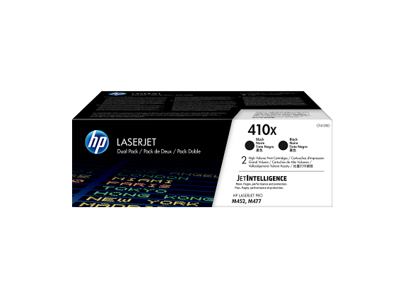 HP 410X LaserJet, lot de 2 cartouches de toner grande capacité authentiques, noir