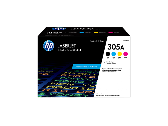 HP 305A Pack de 4 cartouches de toner noir grande capacité LaserJet authentiques