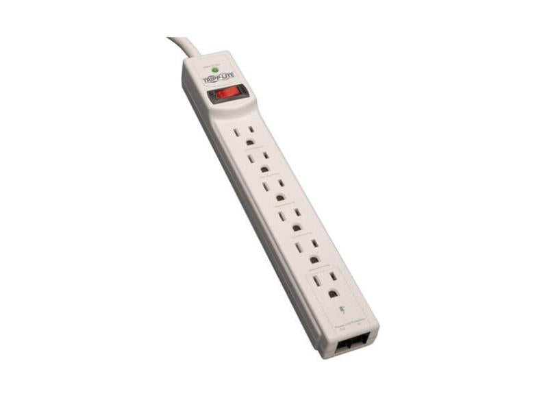 Tripp Lite Surge Protector - 6 Outlets, 8 ft., 990 Joules, Phone Protection