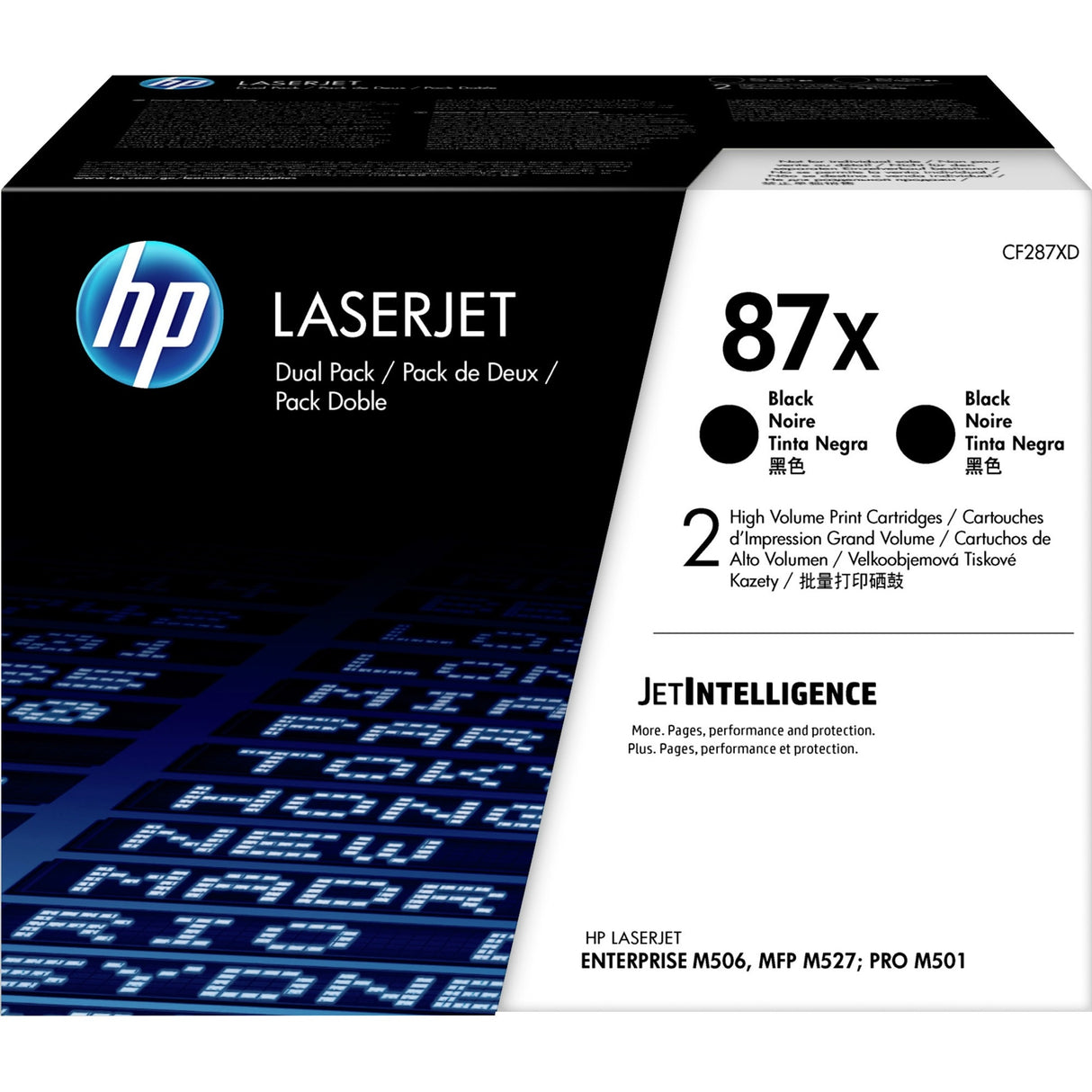 HP 87X LaserJet, lot de 2 cartouches de toner grande capacité authentiques, noir