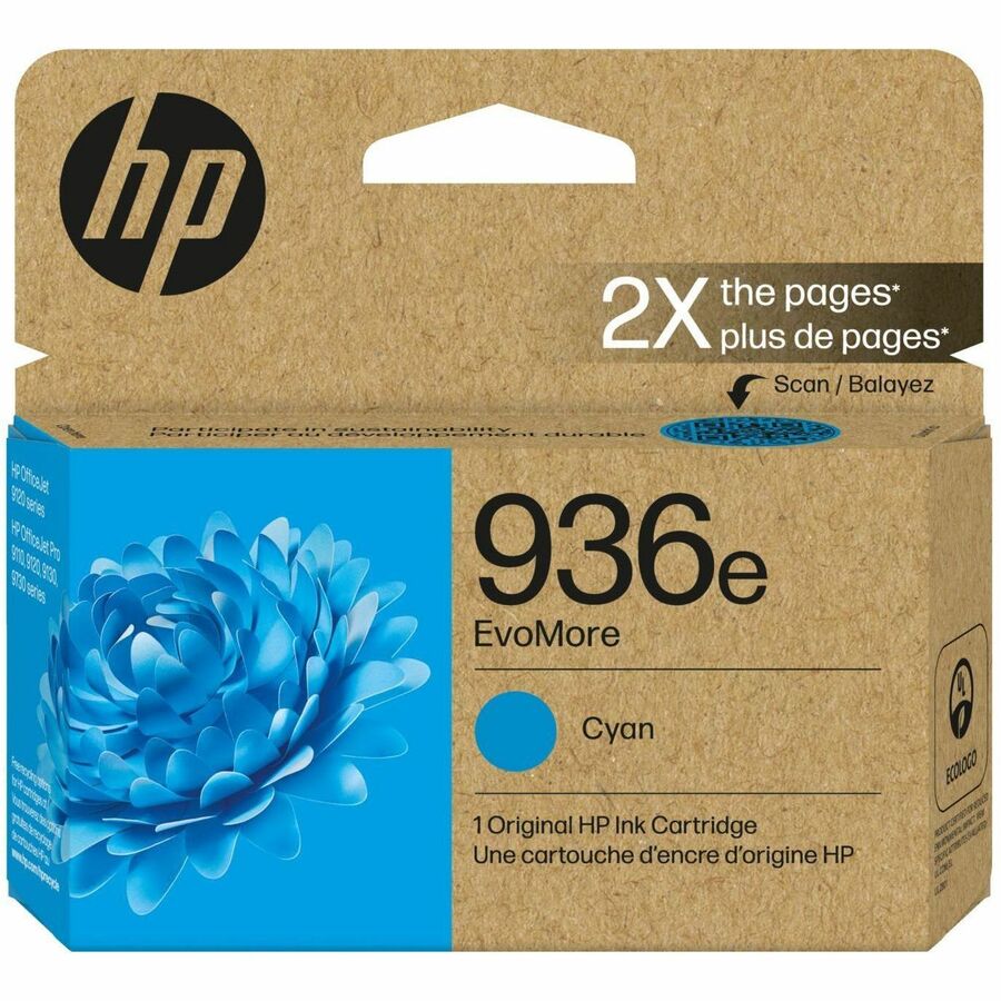 HP 936e Cartouche d’encre authentique Cyan EvoMore