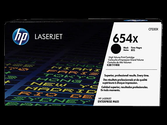 HP 654X toner noir grande capacité LaserJet authentique avec toner ColorSphere