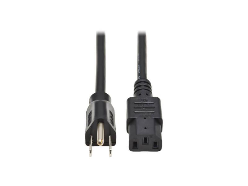 Tripp Lite Power Cable - NEMA 5-15P to C13, 10A, 18 AWG, 1 ft, Black