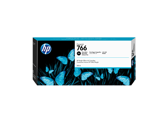 HP 766 Cartouche d'encre DesignJet, noir photo, 300 ml