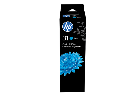 HP Bouteille d'encre cyan authentique 70 mL 31 Original