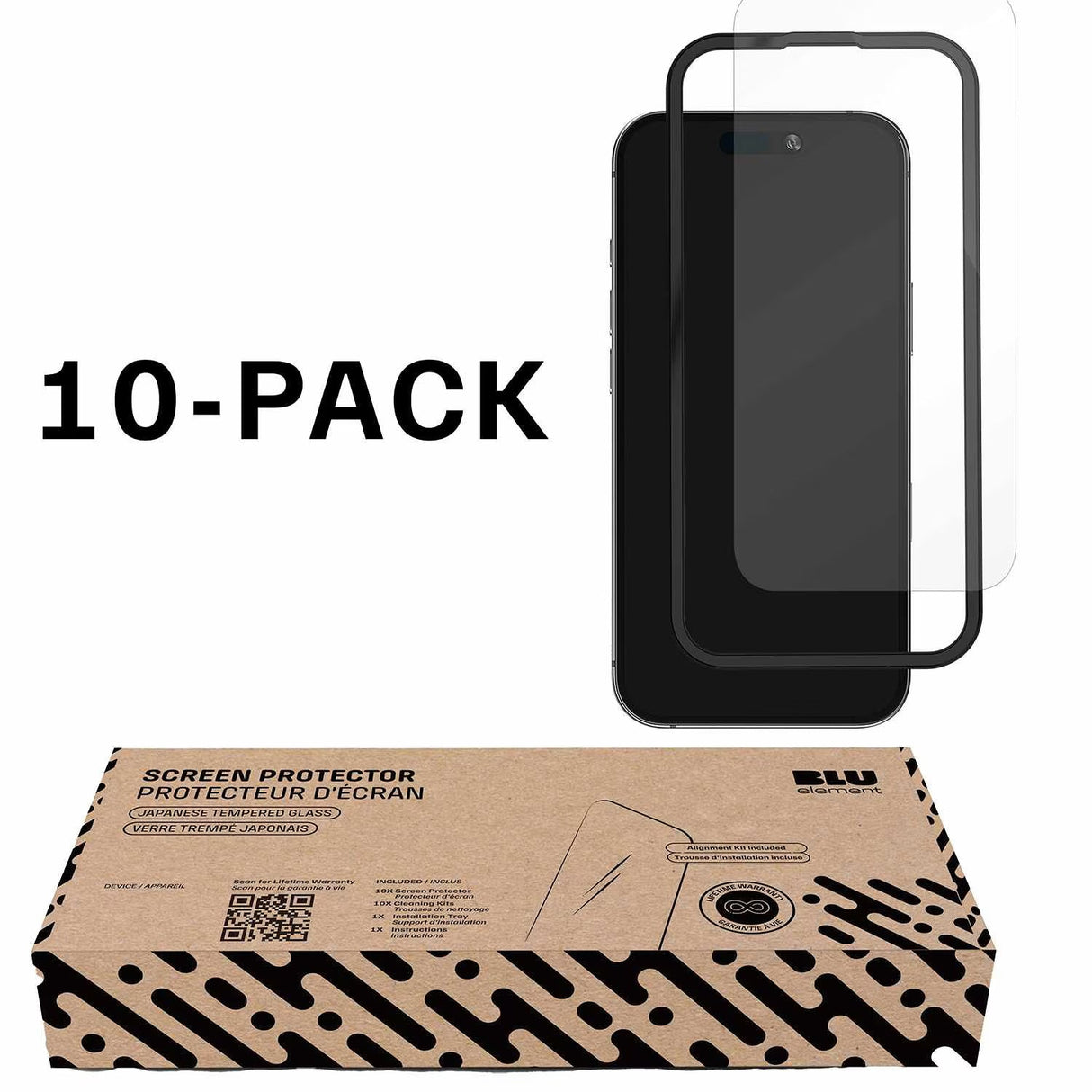 Protecteur D'écran en Verre Trempé BULK Pack 10 pour iPhone 16/15