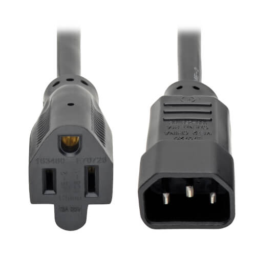 Tripp Lite Power Cable - 5-15R to C14, 13A, 16 AWG, 1 ft.