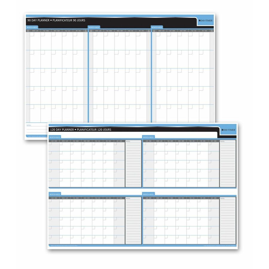 Planificateur mural flexible de 90/120 jrs non datés effaçable Day-Timer - 24 po x 36 po - bilingue