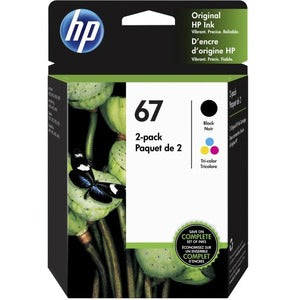 HP Pack de 2 cartouches d'encre noire/trois couleurs 67 authentiques