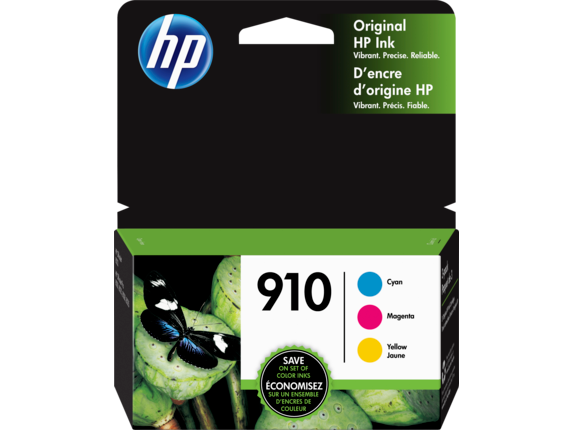 HP 910 pack de 3 cartouches d'encre Cyan/Magenta/Jaune authentiques
