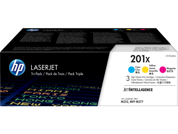 HP 201X LaserJet, lot de 3 cartouches de toner grande capacité authentiques, cyan/magenta/jaune