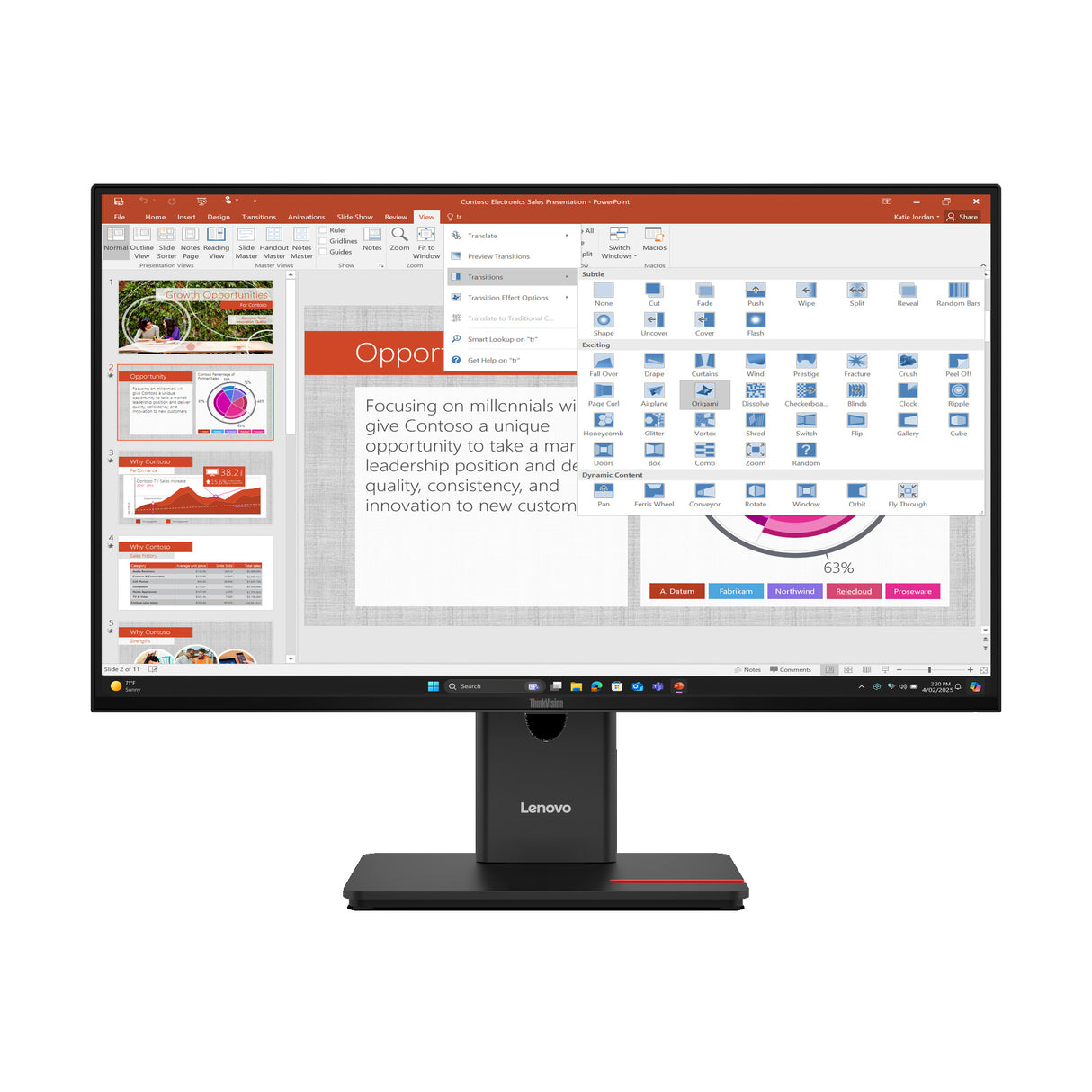 Moniteur Lenovo T27-40 27 po FHD HDMI (64A5MAT6-A)