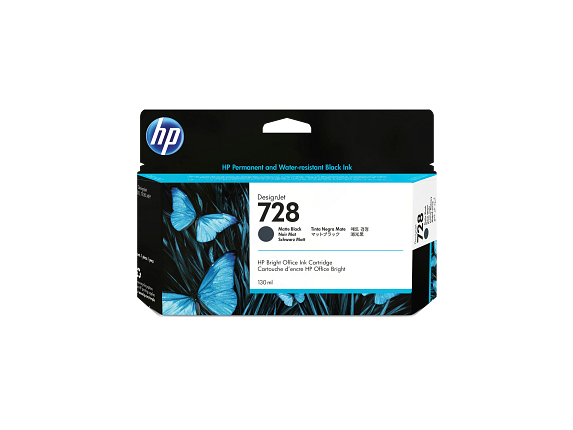 HP Cartouche d'encre noire mate DesignJet 728, 130 ml