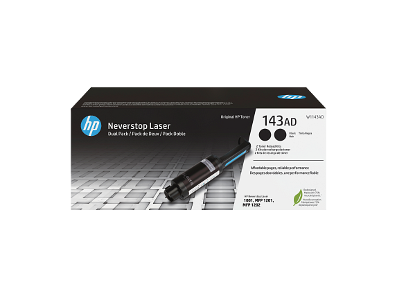 HP Kit de recharge de toner noir Neverstop authentique 143AD (double pack)