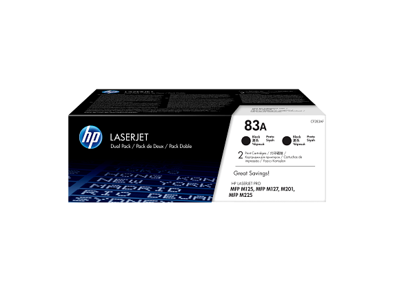 HP 83A pack de 2 toners LaserJet Noir authentiques