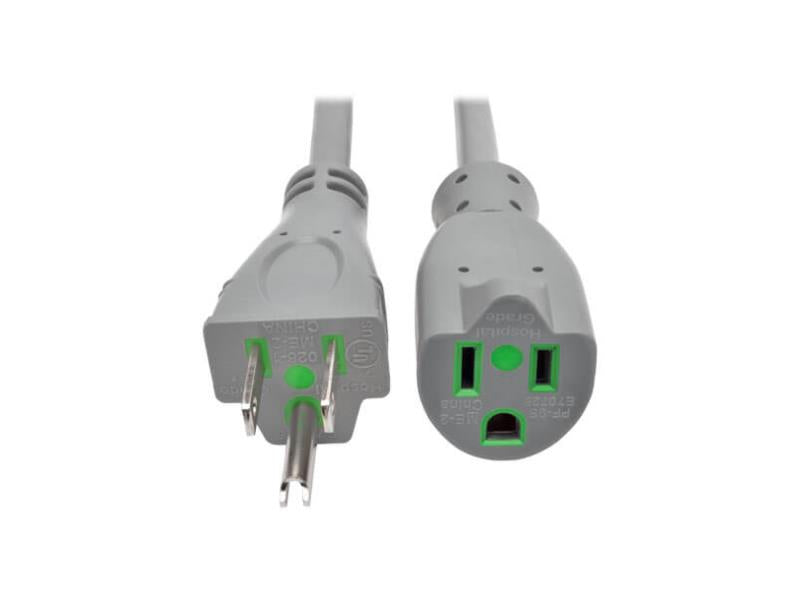 Tripp Lite Medical-Grade Power Cord - 5-15P to 5-15R, 15 ft., Gray