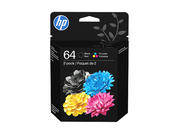 HP Pack de 2 cartouches d’encre noir/trois couleurs authentiques 64