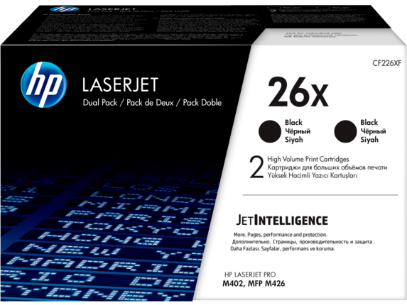 HP 26X LaserJet, lot de 2 cartouches de toner grande capacité authentiques, noir