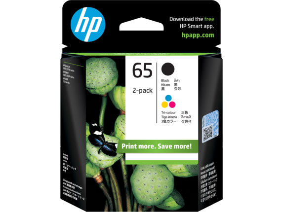 HP 65 Pack de 2 cartouches d’encre noire/trois couleurs authentiques