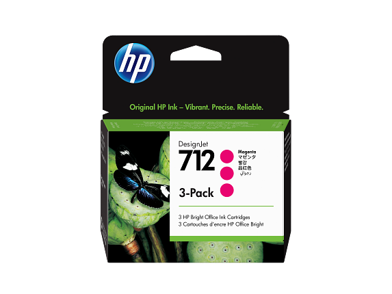 HP Pack de 3 cartouches d'encre DesignJet 712, magenta, 29 ml