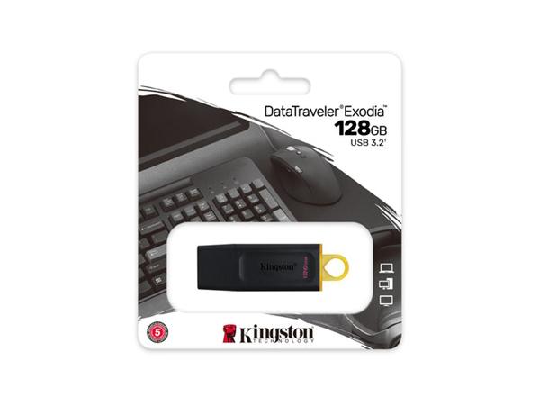 Kingston DataTraveler Exodia 128GB USB 3.2 Gen 1 Flash Drive, Black/Yellow