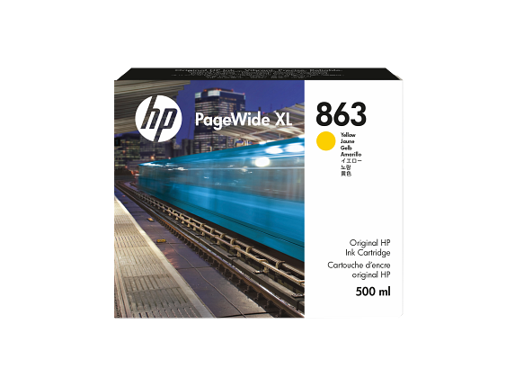 HP Cartouche d'encre PageWide XL 863, jaune, 500 ml
