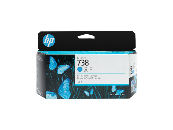HP Cartouche d’encre DesignJet 738, cyan, 130 ml