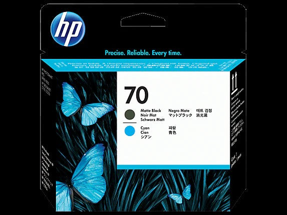 HP 70 tête d'impression DesignJet noir mat et cyan