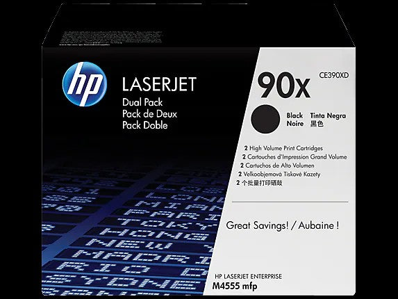 HP 90X pack de 2 toners LaserJet noir grande capacité authentiques