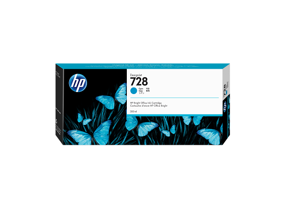 HP 728 DesignJet cartouche d'encre cyan, 300 ml