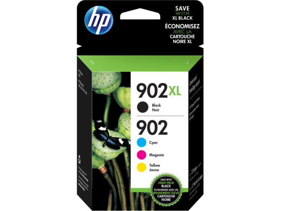 HP Pack 4 cartouches noire haute capacité 902XL + 902 cyan/magenta/jaune authentiques