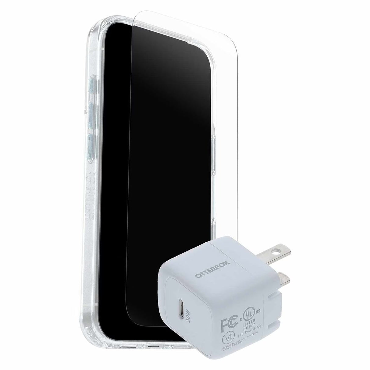 Protection+Power Kit (Glass Wall Charger 30W White) Clear pour iPhone 17 Pro