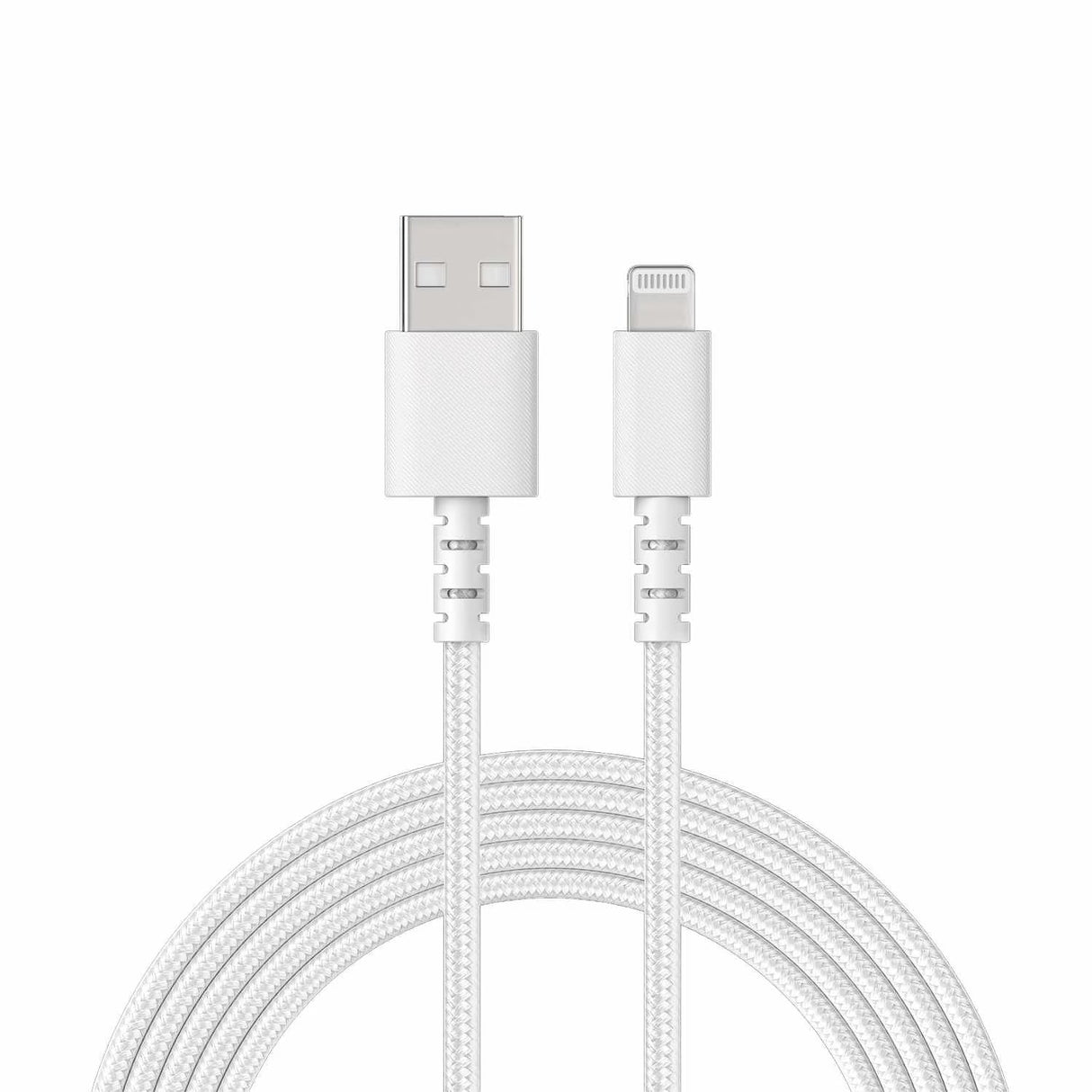 Cable de Charge/sync Tressé USB-A vers Lightning 6 pieds Blanc