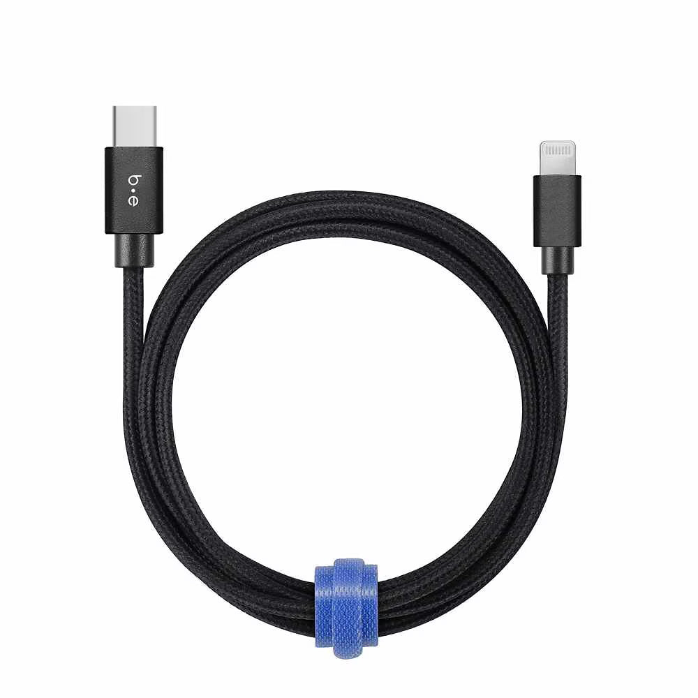 Cable Tressé de Charge/Sync USB-C vers Lightning 4ft Noir