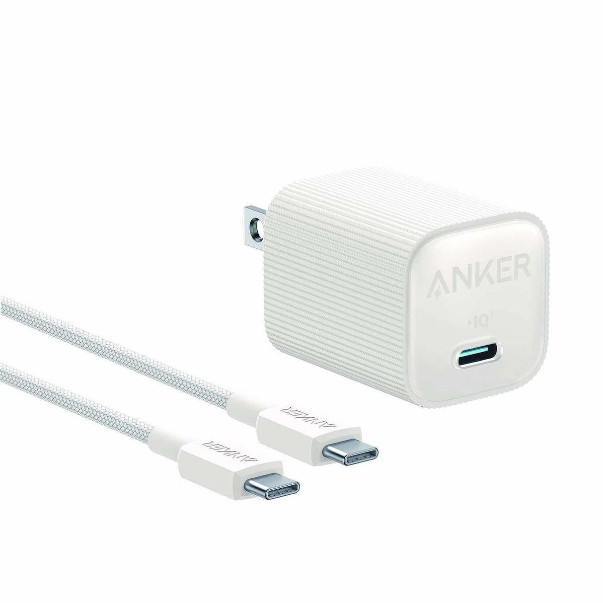 30W Nano USB-C Wall Charger White with 3ft Braided USB-C Cable