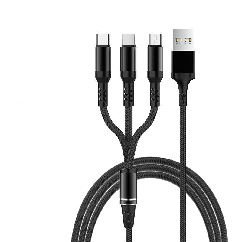 Câble de chargement USB A vers Micro/Lightning/Type-C tressé en nylon 3 en 1